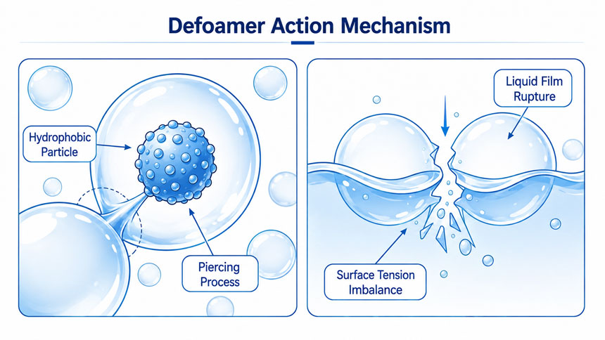 Defoamer action mechanism
